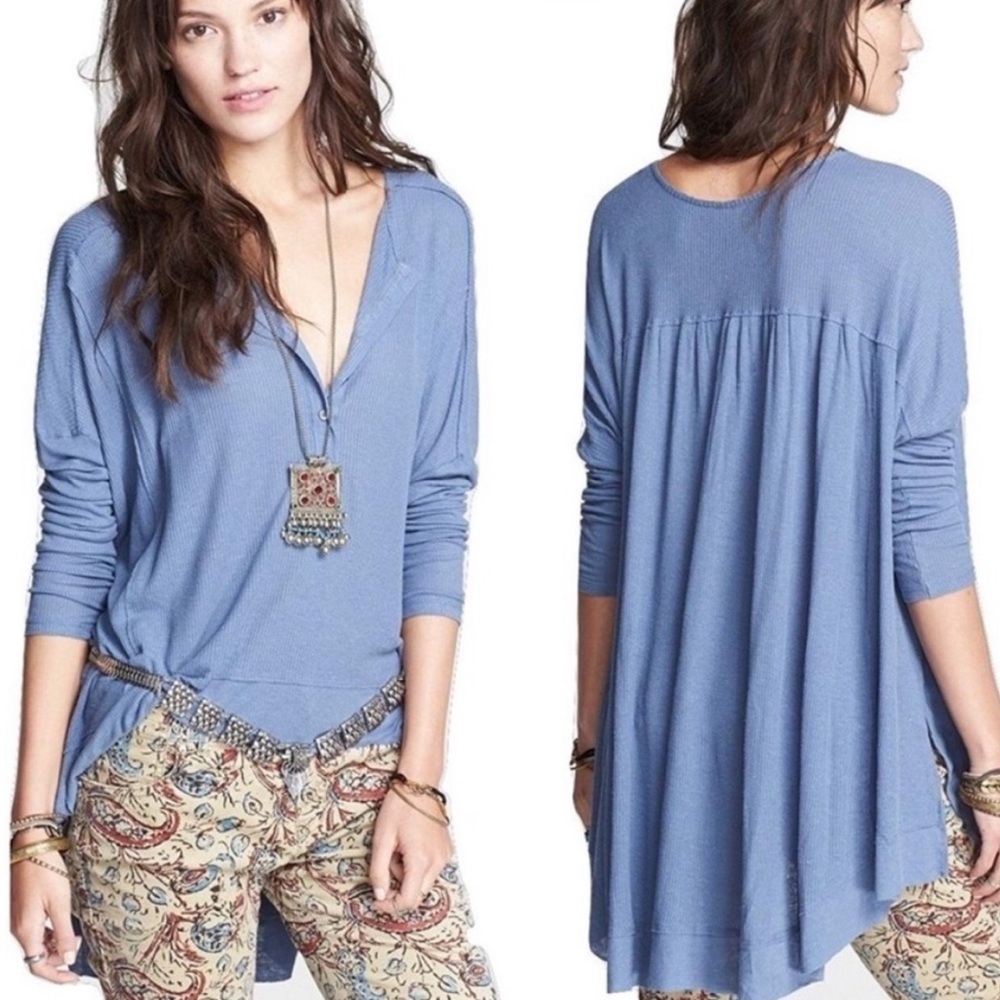 Free People | Benedict Canyon blue Henley, XS